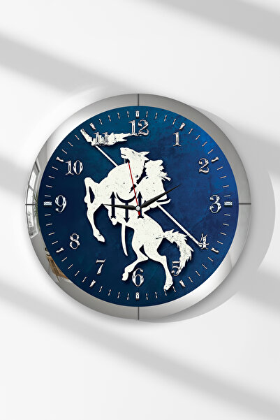 Zevahir Mobilya Dekorasyon Silver Framed Victory-Themed Round Mdf Wall Clock