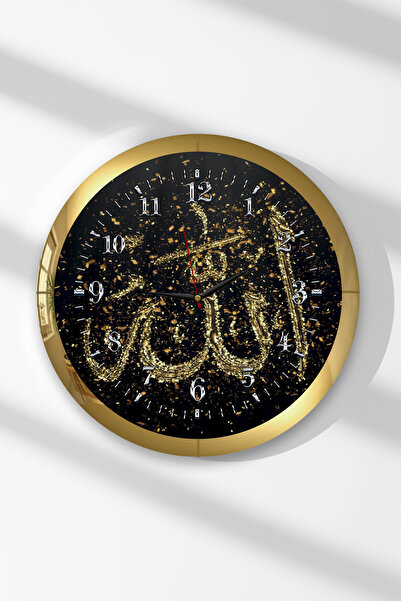 Zevahir Mobilya Dekorasyon Ceas de perete rotund din MDF cu rama aurie cu ins...