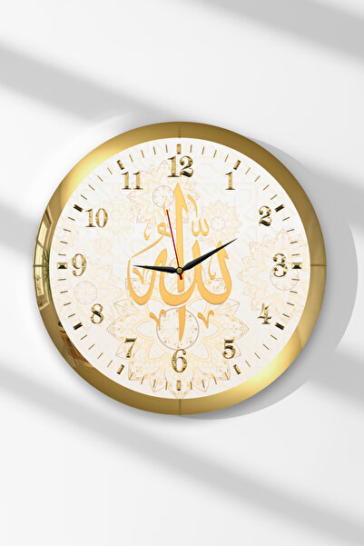 Zevahir Mobilya Dekorasyon Ceas de perete rotund din MDF cu rama aurie, cu cu...