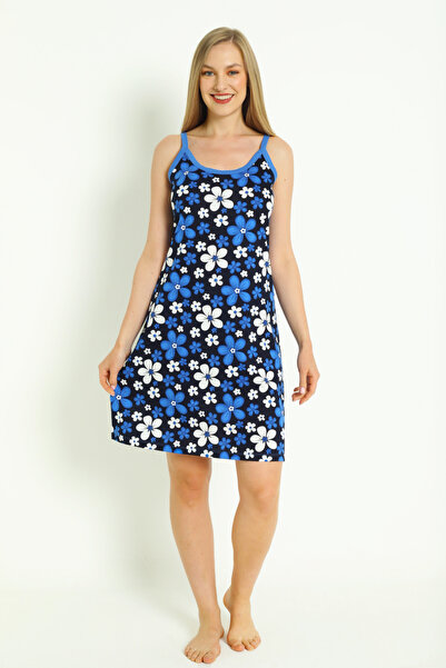 İntensive Women's Floral Patterned Suspender 100% Cotton Summer Dress