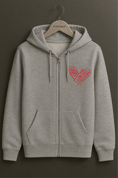 Pink Sky Unisex Printed Zipper Hooded Sweatshirt