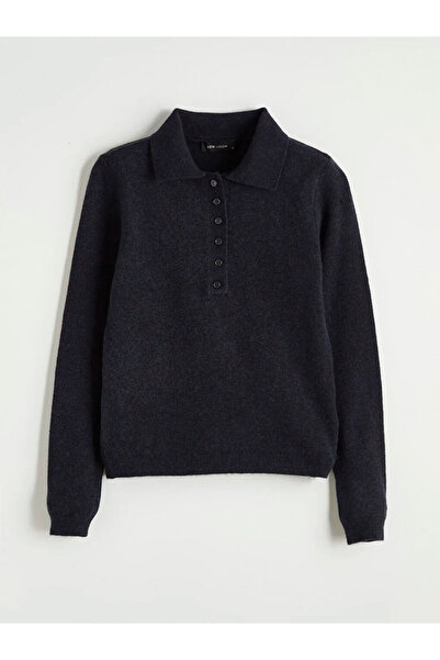 LC Waikiki LCW Vision Lacivert Polo Yaka Kadın Triko Kazak