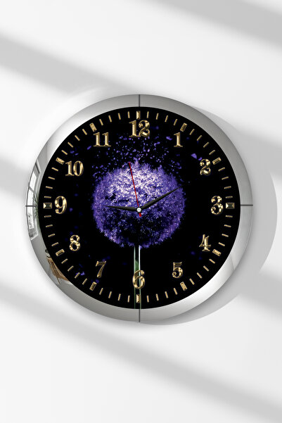 Zevahir Mobilya Dekorasyon Silver Framed Purple Particle-Themed Round Mdf Wal...