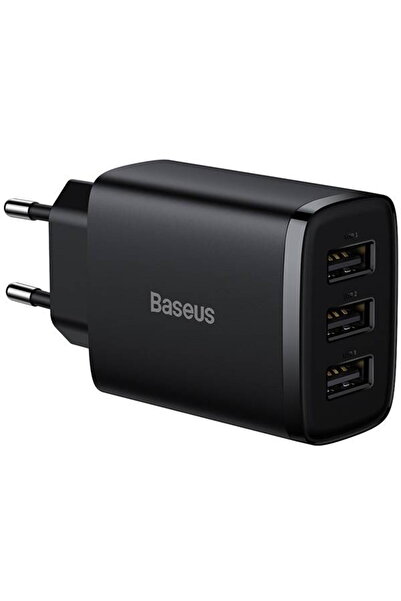Baseus Rapid Compact Quick Charger, 3x USB, 17W (Black)