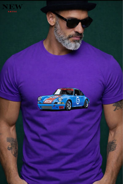 New Shine تي شيرت مطبوع عليه سيارة للجنسين