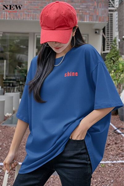New Shine تي شيرت مطبوع عليه شعار SHINE للجنسين