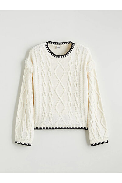 LC Waikiki guler rotund Pulover tricotat pentru fete cu model