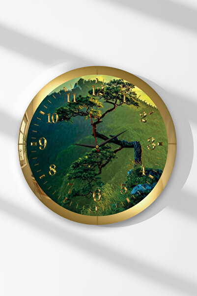 Zevahir Mobilya Dekorasyon Ceas de perete rotund din MDF cu tematică peisaj n...