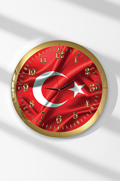 Zevahir Mobilya Dekorasyon Ceas de perete rotund din MDF cu tematică steagul ...