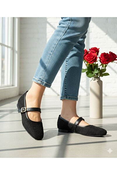 FEMME FATALE Babet Mary Jane din țesătură tweed cu cataramă LEILA