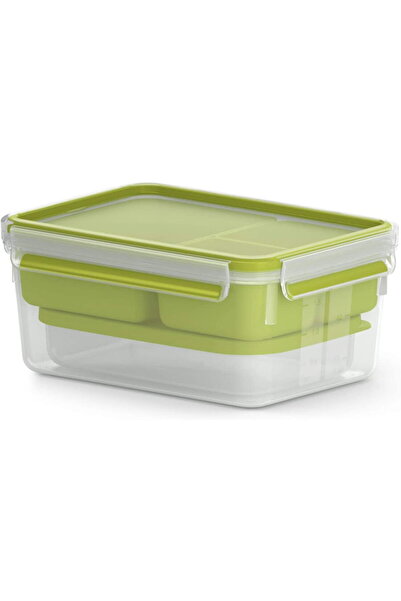 emsa CLIP & GO Lunchbox XL, lunch box (green/transparent, with inserts)