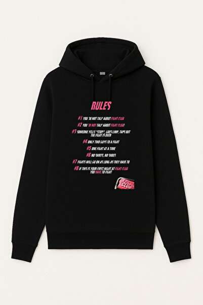 MODA Φούτερ με κουκούλα Fight Club με τύπωμα με μαύρη κουκούλα
