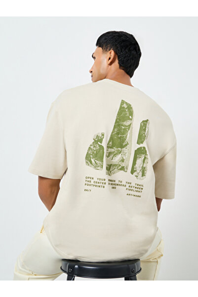 Styli Men Oversized Back Graphic Print T-Shirt