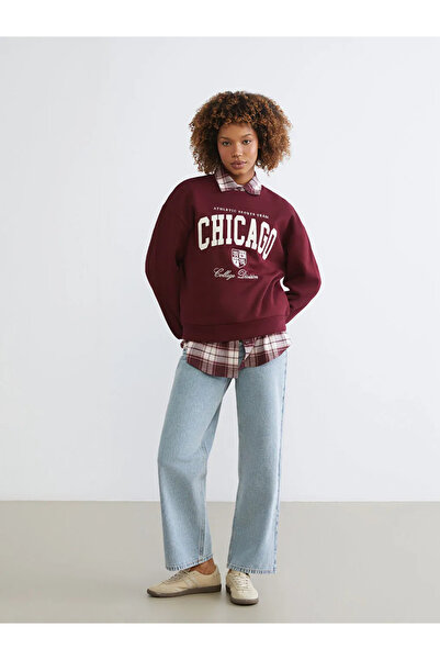 LC Waikiki Γυναικείο φούτερ Chicago με τύπωμα oversized