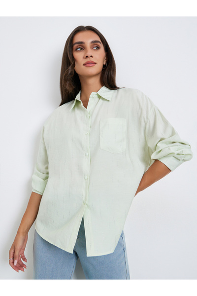 Styli Women Mint Green Embellished Oversized Shirt