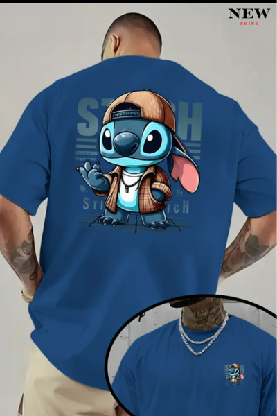 New Shine تي شيرت مطبوع عليه شخصية ستيتش للجنسين