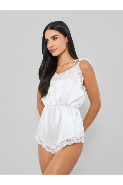 Styli Lace Edge Satin Teddy