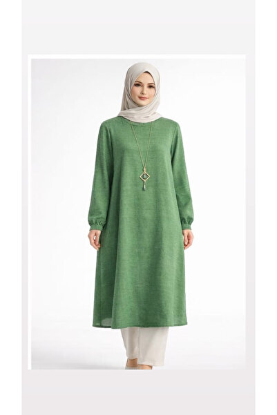 serbestmoda KADIN KOLYELİ UZUN KOLLU TUNİK