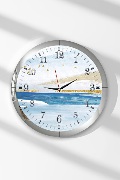 Zevahir Mobilya Dekorasyon Ceas de perete rotund din MDF cu tematică Blue Hor...