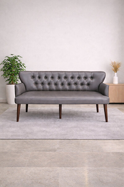 Azra Mobilya Roma Üçlü Koltuk – Deri Döşeme – Ahşap Ayaklı – 150 cm – Ofis ve...