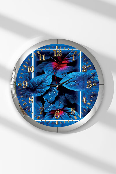 Zevahir Mobilya Dekorasyon Silver Framed Blue Beauties of Nature Themed Round...