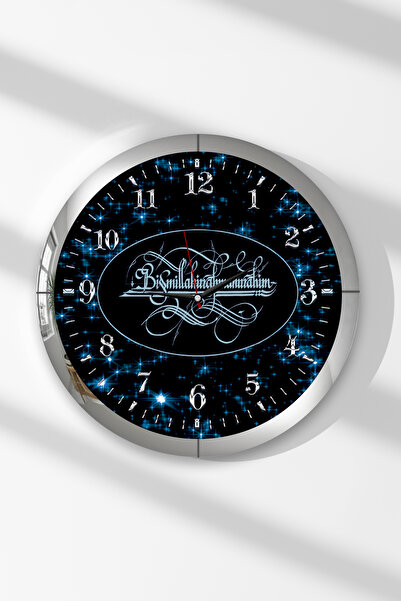 Zevahir Mobilya Dekorasyon Ceas de perete rotund din MDF cu rama argintie cu ...