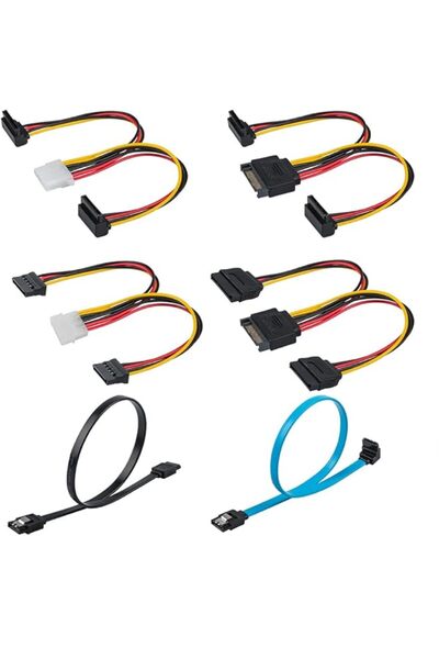 The Bros مجموعة من 6 كابلات موزع طاقة SATA وكابل SATA III بسرعة 6.0 جيجابت في...