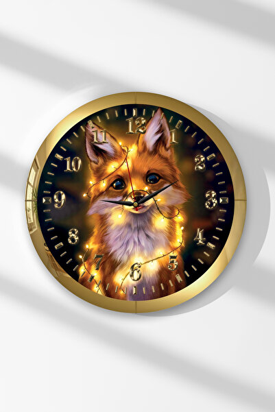 Zevahir Mobilya Dekorasyon Ceas de perete rotund din MDF cu tematică de vulpe...