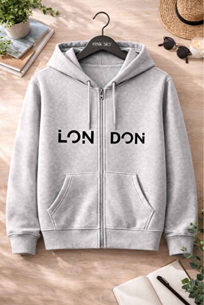 Pink Sky Unisex Printed Zipper Hooded Sweatshirt