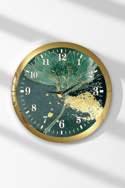 Zevahir Mobilya Dekorasyon Ceas de perete rotund din MDF cu tematică Green Pe...