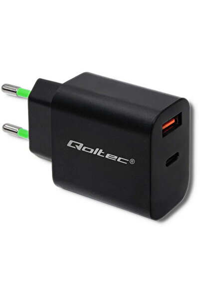 Qoltec Încărcător 51713 | 18W | 5-12V | 1.5-3A | USB tip C PD | USB QC 3.0 | ...