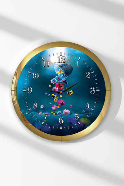 Zevahir Mobilya Dekorasyon Ceas de perete rotund din MDF cu tematică de flori...