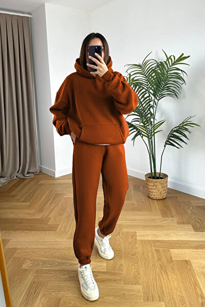 YAKAMEL Women's 3-Ply Oversize Premium Sweatshirt Tracksuit Set