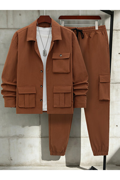 Take Two By Styli Men Pocket Detail Buttoned Jacket and Drawstring Pants Co-Ords