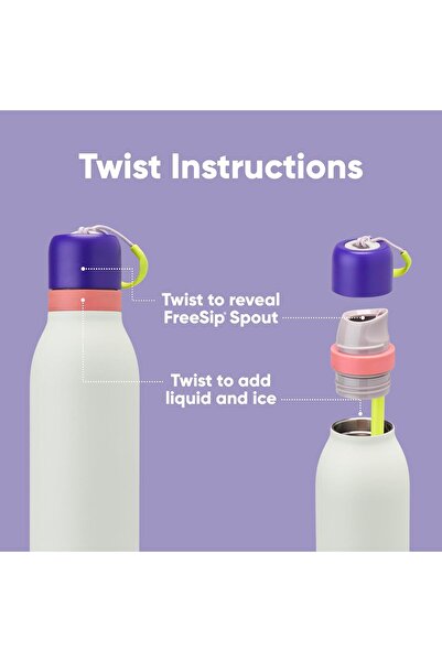 owala FreeSip Twist Insulated Stainless Steel Water Bottle with Straw, 24oz B...