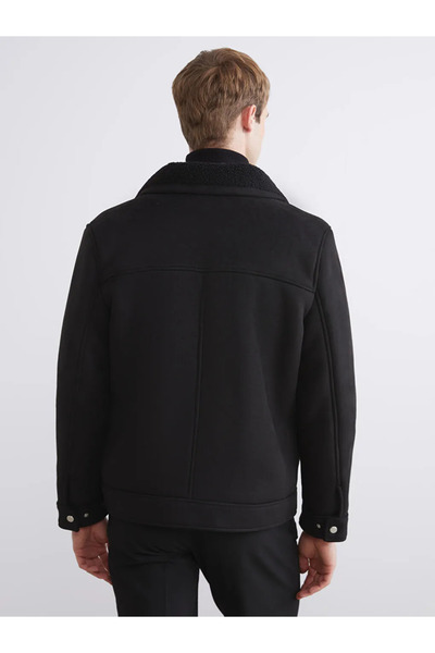 LC Waikiki Standard Pattern Fur Collar Suede Men's Coat