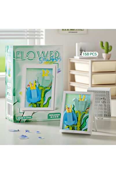 DEK BRICKS Lale Figürlü Yapı Blok Çerçeve 158 Parça | Masaüstü Dekoratif Mini...