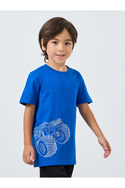 Styli تيشيرت قطني أزرق للأولاد برسومات شاحنة الوحش