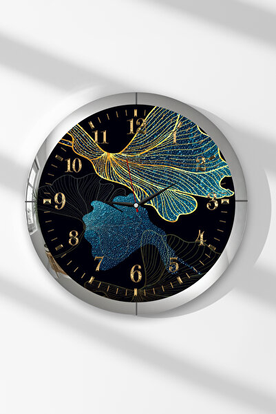 Zevahir Mobilya Dekorasyon Ceas de perete rotund din MDF cu tematică frunze d...