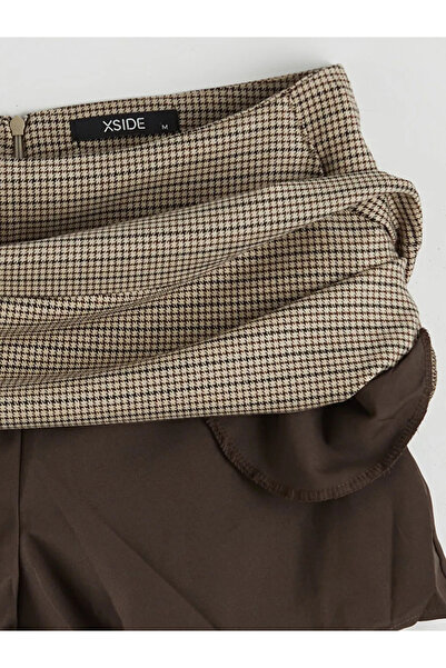 LC Waikiki Standard Fit Houndstooth Patterned Shorts Skirt