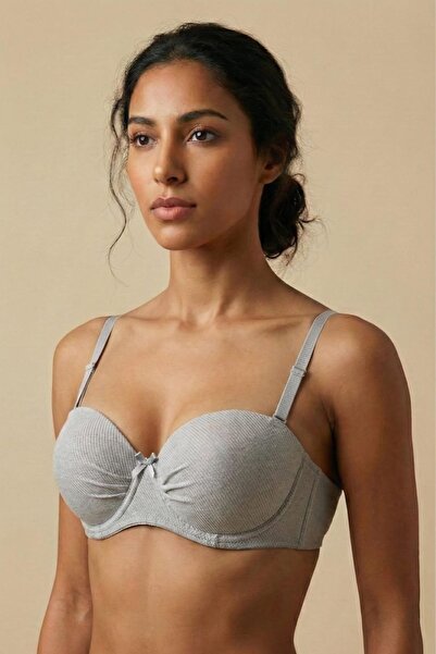 Infaith Women's Strapless Underwire Non-Padded Corded Fabric Bra - Suitable f...