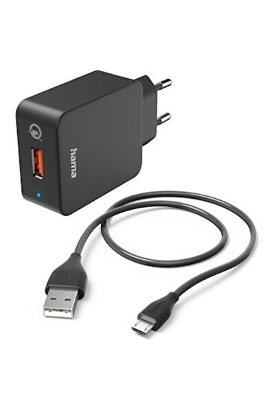 Hama Fast Charger with Micro-USB Charging Cable, Qualcomm®, 19.5 W, 1.5 m, black