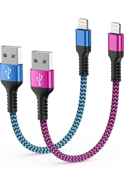 The Bros سلك شاحن قصير لأجهزة آيفون، كابل USB-A إلى Lightning بطول 1 قدم/قطعت...