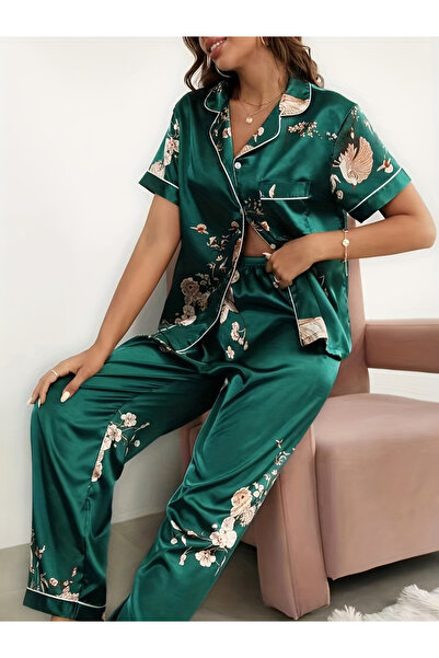 Take Two By Styli Women Graphic Print Short Sleeve Shirt and Pyjama Set