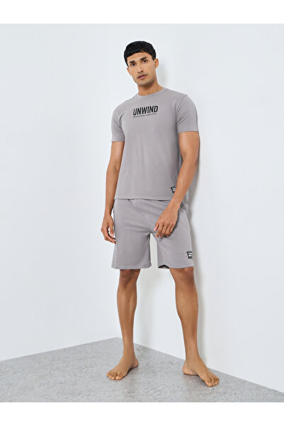 Styli Men Slogan Print Cotton T-Shirt and Shorts Set