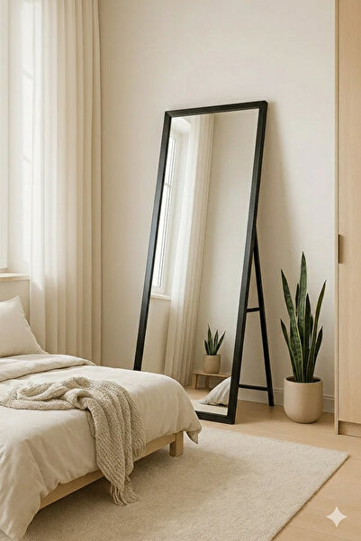 N.zone Modern elegant full-length black floor mirror - 165 x 65 cm