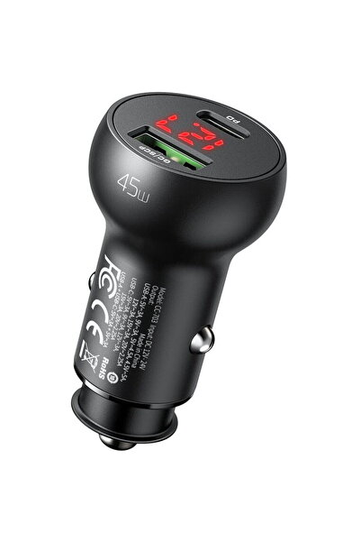 Mcdodo CC-7030 cu display, incarcare rapida, 1x USB, 1x USB-C, 45W, 5A, Negru