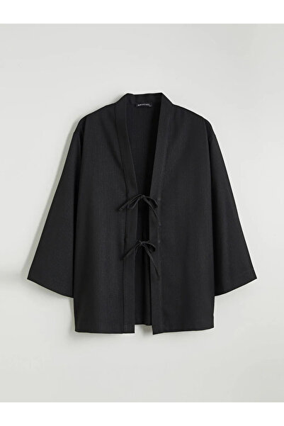 LC Waikiki Shawl Collar Striped Oversize Women's Kimono