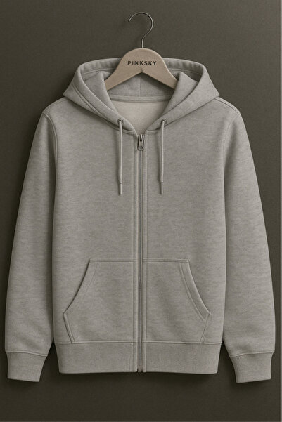 Pink Sky Unisex Printed Zipper Hooded Sweatshirt