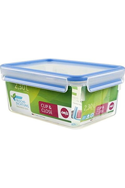 emsa Clip & Close food storage container (transparent / blue, 2.3 liters, lar...